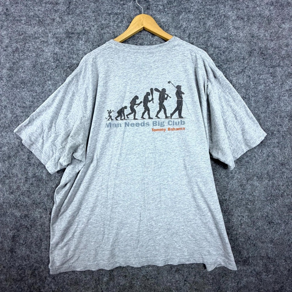 Tommy Bahama T Shirt Mens 2XL Gray Man Needs Big Club Evolution Golf Graphic Tee